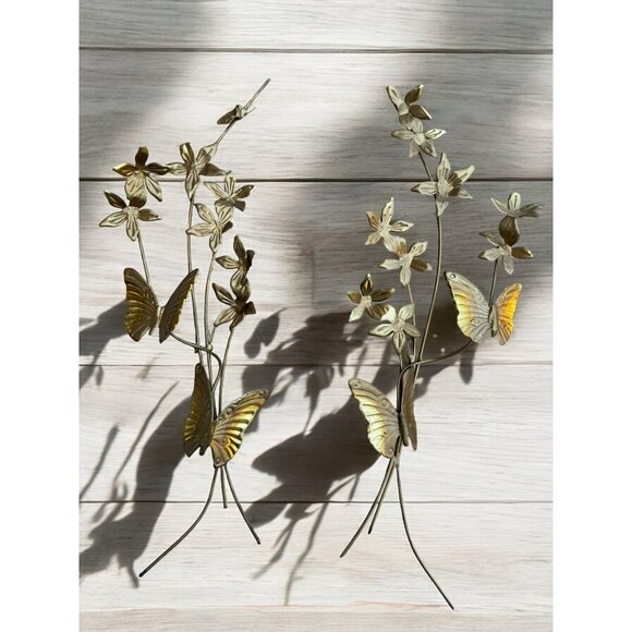 Homco Brass Butterfly & Flower Wall Art Decoration Set - Picture 1 of 7